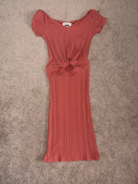 Cage Dresses & Skirts - COS Ribbed Tie-Front Maxi Dress in Rust Coral